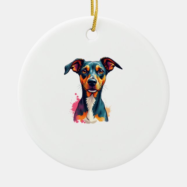 Adorno De Cerámica Vintage Colorful Dog Portrait Pop Art Illustration (Frente)