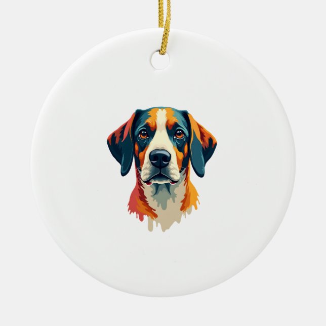Adorno De Cerámica Vintage Colorful Dog Portrait Pop Art Style Pet Il (Frente)