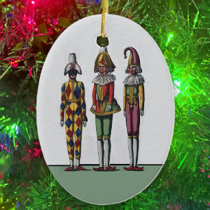 Adorno De Cerámica Vintage Colorful Whimsical Tres Muñecas Jester
