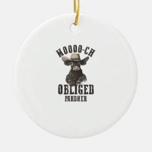 Adorno De Cerámica Vintage Cowboy Cow Shirt Moooch Obligó Pardner Nos