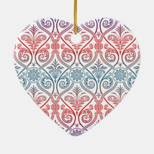 Adorno De Cerámica Vintage Damask Wallpaper - rojo violeta azul