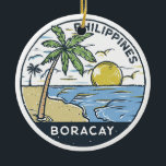 Adorno De Cerámica Vintage de Filipinas de Boracay<br><div class="desc">Diseño de arte vector boracay. Boracay es una pequeña isla en el centro de Filipinas. Es conocida por sus complejos turísticos y sus playas.</div>