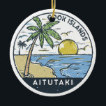 Adorno De Cerámica Vintage de las Islas Cook de Aitutaki<br><div class="desc">Diseño artístico vectorial de Aitutaki. Aitutaki es una de las Islas Cook,  que están en el Pacífico Sur. Se compone de una isla principal,  una laguna turquesa y una barrera de coral.</div>