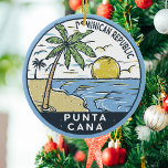 Adorno De Cerámica Vintage de Punta Cana República Dominicana<br><div class="desc">Diseño artístico vectorial de Punta Cana. La zona de Bávaro y Punta Cana se combinan para formar lo que se conoce como La Costa del Coco,  o la Costa del Cocotal,  una zona de lujosos complejos todo incluido.</div>