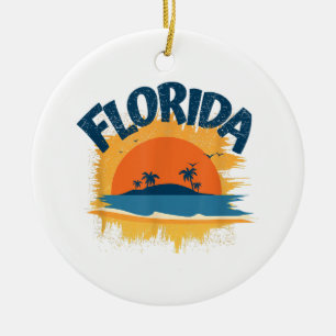 Adorno De Cerámica Vintage Florida Retro Tee Design Sunshine