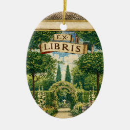 Adorno De Cerámica Vintage Garden Ex Libris Bookplate 