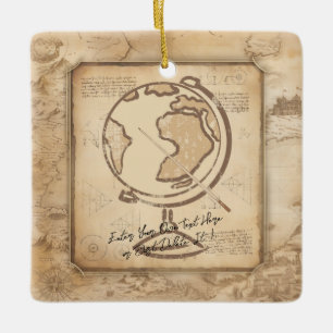 Adorno De Cerámica Vintage Globe. Regalo de profesores de geografía e