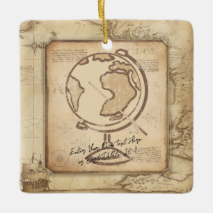 Adorno De Cerámica Vintage Globe. Regalo de profesores de geografía e