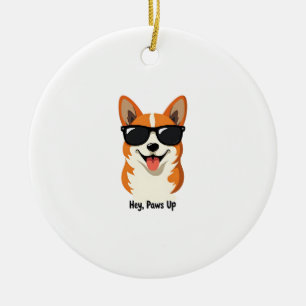 Adorno De Cerámica Vintage Hey, Patas Arriba Corgi con Gafas de Sol L