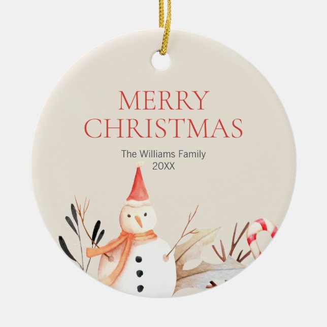 Adorno De Cerámica Vintage Holiday Snowman Navidades (Frente)