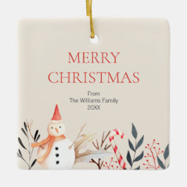 Adorno De Cerámica Vintage Holiday Snowman Navidades