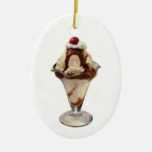 Adorno De Cerámica Vintage Hot Fudge Ice Cream Sundae Postres