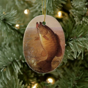 Adorno De Cerámica Vintage Largemouth Brown Bass Fish, Sports Fishing