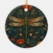 Vintage libélula naranja vegetación floral moda bo