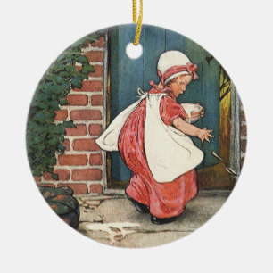 Adorno De Cerámica Vintage Little Miss Muffet Araña Rima Infantil