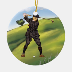 Adorno De Cerámica Vintage look Golfer Golf Ornament Pendant