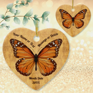Adorno De Cerámica Vintage Look Heart Shaped Butterfly Ornaments