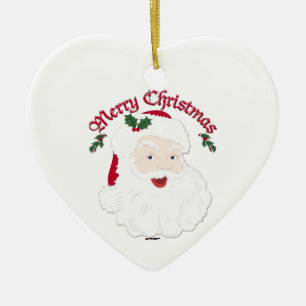 Adorno De Cerámica Vintage Merry Christmas Santa - script
