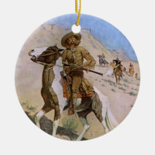 Adorno De Cerámica Vintage Military Cowboys, El Explorador de Remingt