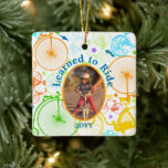 Adorno De Cerámica Vintage Moderno Bicicleta Color brillante Patrón d<br><div class="desc">Vieja Bicicleta Moderna Color Luminoso Patrón Neón. Perdieron las ruedas de entrenamiento. Aprendí a andar en dos ruedas. Aprendí a andar en bicicleta.</div>