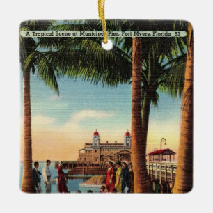 Adorno De Cerámica Vintage Municipal Pier Ft Myers Ornament