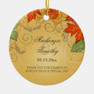 Adorno De Cerámica Vintage naranja oro otoño dejar foto boda favor