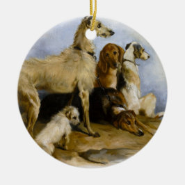 Adorno De Cerámica Vintage painting of five cute dogs
