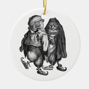 Adorno De Cerámica vintage patinador de los búhos