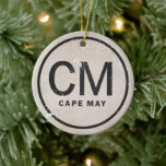 Adorno De Cerámica Vintage personalizado Cape May New Jersey Beach<br><div class="desc">Estilo victoriano vintage personalizado perturbado por el adorno navideño de la playa de New Jersey May. ^</div>