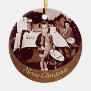 Adorno De Cerámica Vintage Photo Little Drummer Boy c 1930s Personal