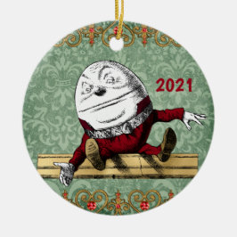 Adorno De Cerámica Vintage Red Gold Humpty Dumpty Navidades