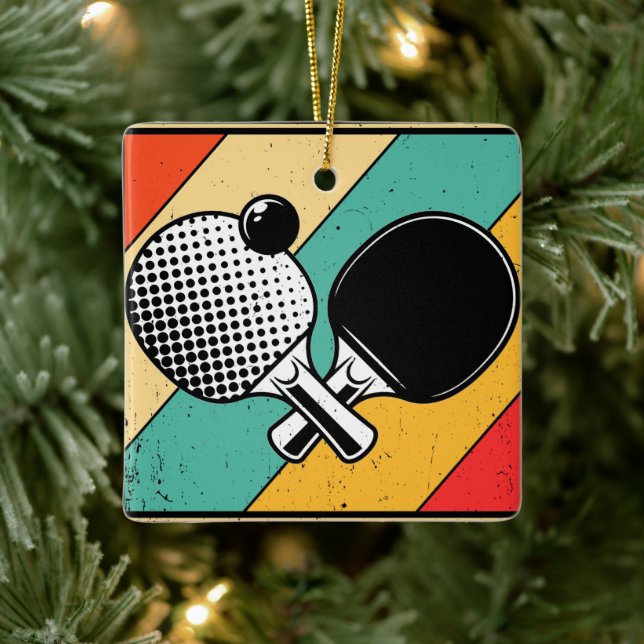 Adorno De Cerámica Vintage Retro Ping Pong (Árbol)