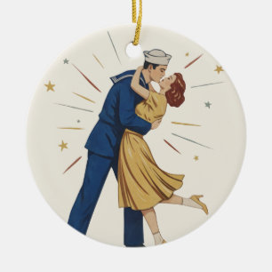 Adorno De Cerámica Vintage Sailor Kiss Pinup