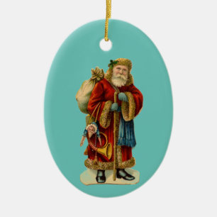 Adorno De Cerámica Vintage Santa Ornament