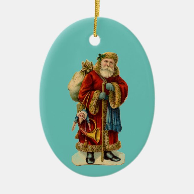 Adorno De Cerámica Vintage Santa Ornament (Frente)