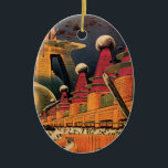 Adorno De Cerámica Vintage Science Ficción Futurista City Volador Aut<br><div class="desc">Imagen de ficción de ilustracion de viajes y transporte con historietas clásicas retro de ciencia ficción en un entorno urbano con una ciudad del futuro. Los edificios arquitectónicos tienen forma de conos y los vehículos vuelan en el cielo como pájaros mientras las multitudes se mueven a través de la metrópolis....</div>