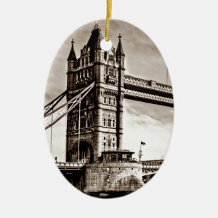 Adorno De Cerámica Vintage Sepia London Tower Bridge