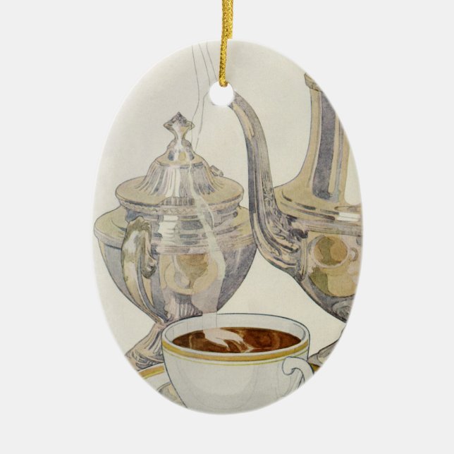 Adorno De Cerámica Vintage Silver Coffee Service (Frente)