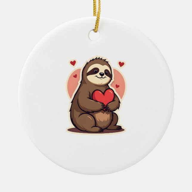 Adorno De Cerámica Vintage Sloth Valentine Cute Retro Love Design 2 (Frente)