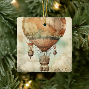 Adorno De Cerámica Vintage Steampunk Hot Air Balloon (5)