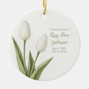 Adorno De Cerámica Vintage Tulipán Blanco de Condolencias