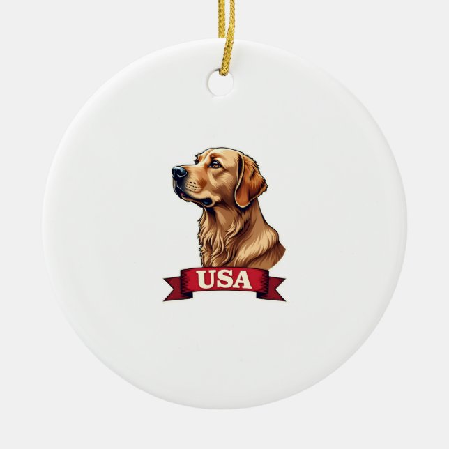 Adorno De Cerámica Vintage USA Golden Retriever Engraving Shirt (Frente)