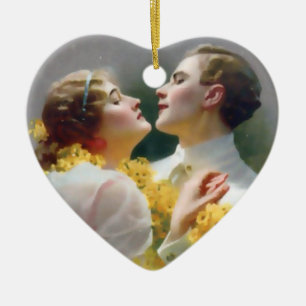 Adorno De Cerámica Vintage Valentine Heart