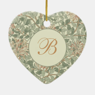 Adorno De Cerámica Vintage verde suave William Morris Honeysuckle