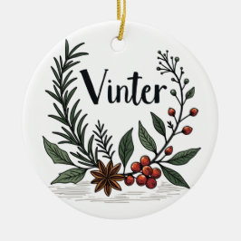 Adorno De Cerámica Vinter - Scandinavian Winter Floral Ornament