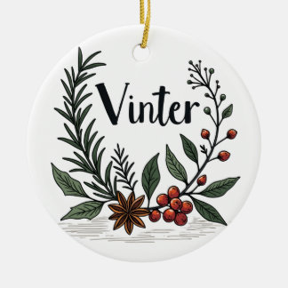 Adorno De Cerámica Vinter - Scandinavian Winter Floral Ornament