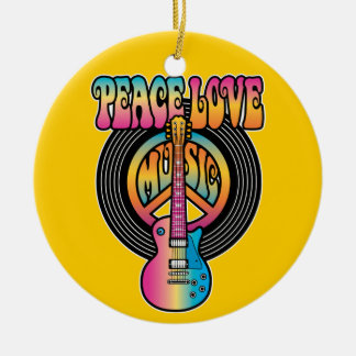 Adorno De Cerámica Vinyl Peace Love Music