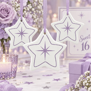 Adorno de cerámica violeta minimalista con estrell