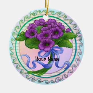 Adorno De Cerámica Violets Bouquet