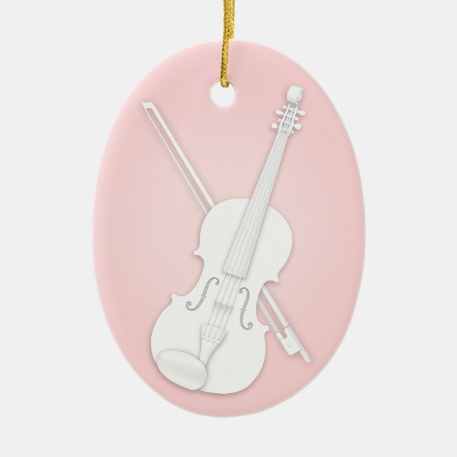 Adorno De Cerámica Violín Blanco o Viola con Arco Música Rosa Persona (Frente)